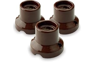 Amarcords - 3 Plafoniere in porcellana attacco e27 base applique portalampade vintage colore MARRONE