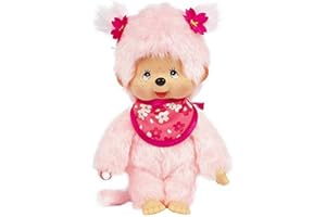 Bandai - Monchhichi - peluche - Pinky Sakura rose 20 cm - 24289
