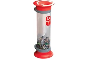 Glasdon C-Thru 10L Battery Collection Tube (4 Colours) – Transparent Battery Recycling Bin – 10 Litre Polycarbonate Recycling Tube (Red with Graphics)