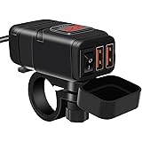 Kriogor Dual USB Motorrad Auto Ladegerät, 3.0 Quick Charger und 6-30V LED Voltmeter mit Independent Schalter, IP65 Wasserdich