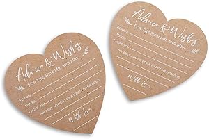 Kate Aspen Wedding Advice And Wishes For The Mr And Mrs - Heart Shaped Cards (Set of 50) Rustic Kraft Paper
