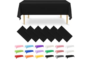 NACHLYNN 6 Stück Einweg Tischdecke 137 x 274 cm Schwarz Rechteckige Tischabdeckung Wasserdicht Gartentischdecke für Festivals Party Hochzeiten Brautpartys Geburtstag Dekorationen