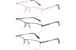 LITIMA Gafas De Lectura Hombre, Gafas de Lectura Hombres Anti Luz Azul, Rectangular Metal Acero Inoxidable