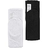 StellaBelli Sa&ccedil; Bandı | 2li Set | Havlu%100 Pamuk | Ter Sporcu Makyaj Bandana, Cırt Bant Biyeli | Siyah & Beyaz