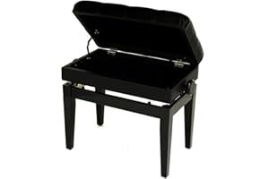 Steinhoven "SYMPHONY Adjustable Piano Stool With Book Storage, Polished Ebony