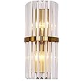 MZStech E14 Crystal Wall SconcesLamp,Modern Crystal Wall Lamp Fixtures Crystal Wall Sconce Light (Gold Base)