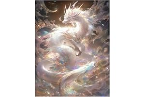 DCIDBEI Peinture Diamant Dragon Blanc Grande Format 40x50cm Diamond Painting Adultes Dragon Diamant Painting Peinture par Numéros Image Adhésive Fluorescente Broderie Diamant Animal Neon