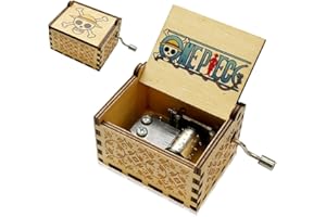 Meloditrunk Mini Caja de Música de Madera de One Piece, Cajas de Música de Manivela para Fans del Anime, Antigua Artesanía de Decoración del hogar para niños Regalos para Cumpleaños y Navidad