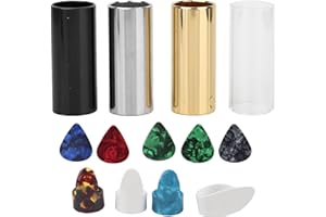 KADIMENDIUM Metal Guitar Slides, Guitar Thumb Fingers Picks Set Metal Thumb Picks Finger Picks ​304 Stainless Steel for Guitar for Ukulele and Banjo