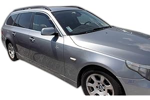 J&J Automotive | Deflettori D'Aria Antiturbo Per 5 Series E60 / E61 2002-2010, Set di 2 Pz, Nero, Antivento, Antipioggia, Fume' Oscurati