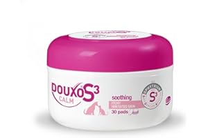 DOUXO S3 CALM Pads, Dog Itchy Skin Relief, Dry Skin Dog Solution, Pet Wipes for Cats, For Irritated Sensitive Skin, Dog Feet Wipes, Hypoallergenic Dog & Cat Wipes, Soothes & Hydrates, 30 Pads