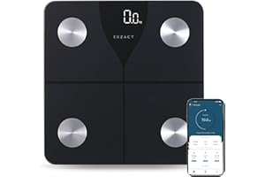 Exzact Smart Body Scale/Digital Bathroom Scale - Smart Phone iOS & Android Bluetooth - Capacity: 180 kgs - Body Fat - kgs/stones/lbs - Electronic Weighing Scale