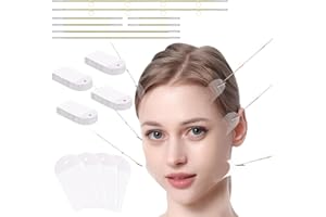 GGUFAY 1 Juego de Cintas para Lifting Facial, 20 Piezas + 4 Cordones de Lifting, Cinta para Lifting Facial y de Cuello Instantáneo, Parches Antiarrugas para Piel Flácida