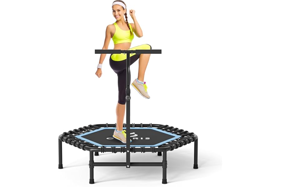 CLORIS 40''/48'' Foldable Fitness Trampoline - Max Load 400lbs / 450lbs, Rebounder with Adjustable Foam Handle Indoor/Outdoor Fitness Body Exercise