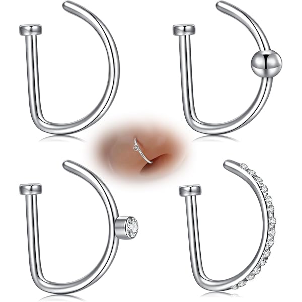 JFORYOU Lot De 12 Anneaux De Nez 316L Acier Chirurgical - 20G/18G, Faux Piercing Nez En C, Hypoallergénique