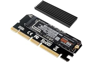 NVME Adapter PCIe x16 with Heat Sink, 6amLifestyle M.2 NVME or AHCI SSD to PCIE 3.0 Adapter Card for Key M 2230, 2242, 2260, 2280 Size M.2 SSD, Support PCIe x4 x8 x16 Slot