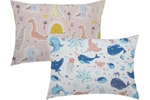 AISAWATE Funda de cojín infantil de 40 x 60 cm, 2 unidades, algodón orgánico, para cochecito de bebé, con cierre de solapa
