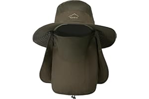 TAGVO Sombreros de Pesca para Hombre Mujer con Cubierta de Cuello Desmontable, Gorros de Pescador con Protección UPF 50+, Sombreros y Gorras de Sol Plegables para Cámping Excursionismo Caminando