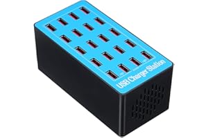 docooler 20 Puertos Cargador USB con Adaptador de Estación de Carga Universal de Compatibilidad para Uso en Familia y Oficina