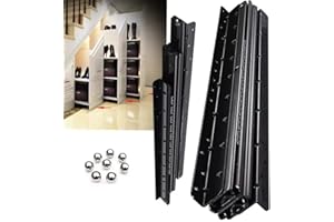 NEWFUN Prowadnice liniowe przesuwne do ciężkich szuflad, 400-900 mm, ukryte prowadnice do schodów, czarne, nośność 120 kg, 2 pary