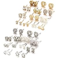YouBella Jewellery Earrings Gold Plated Combo of 24 Stud Tops Earings for Girls and Women