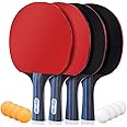 Glymnis Ping Pong Paddles Set of 4 Premium Rackets Table Tennis Set with 8 Professional Game Balls and Portable Cover Case Bag