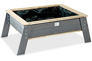 EXIT TOYS Aksent Table de Plantation Surélevée en Bois XL - pour Enfants - avec Tapis de Racines - Jardinière/Jardin Potager sur Pieds pour l'Extérieur - 70% FSC Bois de Pin - 94x138x50cm