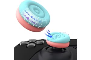 PlayVital Thumbs Cushion Caps Thumb Grips for ps5/ps4, Thumbstick Grip Cover for Xbox Series X/S, Thumb Grip Caps for Xbox One, Elite Series 2, for Switch Pro Controller - Aqua Blue & Coral Pink