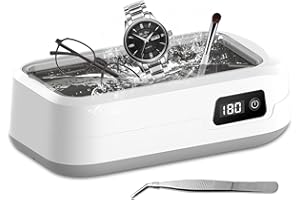 mumisuto Ultradźwiękowy środek czyszczący 640 ml, 48000 Hz, głębokie czyszczenie 360°, ultradźwiękowa pralka z 4 trybami czasu, ultradźwiękowy środek czyszczący do okularów, zegarków, biżuteria