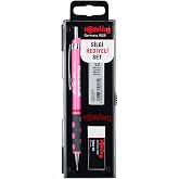 rOtring Tikky Mekanik Kurşun Kalem, U&ccedil; ve Silgi Seti, 0,7 mm Kalem, 2B U&ccedil;, Orta Boy Silgi, Neon Pembe, 3'l&uuml; Set