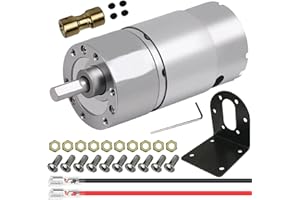 JYUDAUFU DC 12V 200RPM Gear Micro Motor High Torque Electric Speed Reduction Gearbox Centric Output Geared Motor for DIY, Robotics, Smart Home Devices, with Bracket, Spring Wire, Coupling