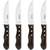 Tramontina Jumbo Knife Set for Meat 12 cm Polywood 4 pieces | Stainless Steel, Brown Handle