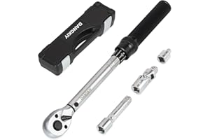 DANGKIY 3/8 Zoll Drehmomentschlüssel 5-60 Nm, 72 Zähne Ratschenkopf, 3-teiliges Set mit 125mm Verlängerung, 3/8"-1/4" Adapter für Fahrrad, Motorrad & Auto Zündkerzenwechsel