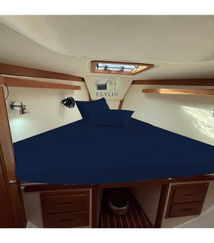 EGYLIN 100% Egyptian Cotton V-Berth Boat Sheet Set - 3 Piece, 800 Thread Count, Fits Mattresses Up To 8" Deep, Navy Blue & Other Colors