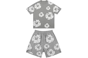 Mayamiyasa Modemarke D T Drucktrikot, 2 Teiliges Sommer Trainingsanzug, Jogginganzug, Cotton T-Shirt, Sommershorts, Sommer - T - Shirt, Unisex - Sweatshirt - Set, Oberteil und Shorts, Größen S-XL