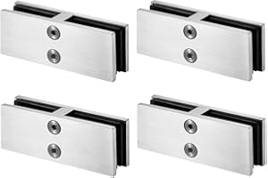 LukLoy Railing Glass to Glass Clamp, Stainless Steel 304 Bracket for Glass Balustrade Railing Pool Fence (4, 180 Degree)