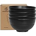 Greentainer Unbreakable Large Cereal Bowls - 24 OZ Plastic Lightweight Bowl Sets 4 - Dishwasher & Microwave Safe - for Cereal, Salad,Soup, Noodle, 4 Pieces (Black)