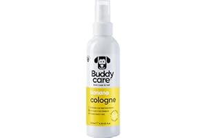 Buddycare Acqua di colonia per cani – banana – fruttata e audacemente profumata – Rinfresca tra i bagni – con aloe vera e pro vitamina B5 (200 ml, 1 pezzo)