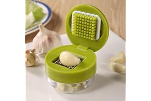 Huasean Garlic Press Dicer,Garlic Chopper,Household Small Garlic Press with Storage Container,Manual Garlic Pounder,Ginger Chopper Cutter,Multifunction Garlic Kitchen Gadget for Ginger, Vegetable