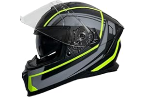 RALLOX HELMETS Integralhelm Helm Motorradhelm RALLOX 69-G neon schwarz matt mit Sonnenvisier Größe S M L XL