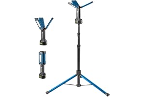 Högert Technik LED-byggspotlight med stativ, batteri, 7 000 lm, 360°, IP54 | 7000 lm COB-LED med 3 ljuslägen, upp till 7 timmar Körtid, powerbankfunktion, magnet, krok och vikbart 150 cm stativ