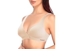 Jengo Post Surgery Bra Front Closure Deep V Push Up Plunge Bra U Low Cut Bras Post Surgical Mastectomy Bra Breast Augmentation