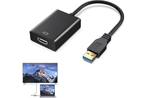 EIAIGKY USB to HDMI Adapter, USB to HDMI Cable High-Definition Supports 1080P Video, 3.0 Compatible Easy Installation Dual Display Modes for Windows 7/8/10 for Laptops HDTVs Extends & Mirrors Displays