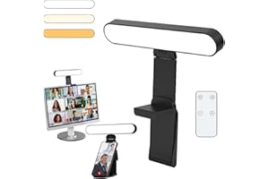 SMOCTAR Video Conference Light for laptop & phone, Desk Ring Light with Stand, Zoom Meeting Light for Video Calls Selfie Makeup PC Webcam, Live Streaming Light with Remote Control