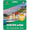 SimCorner Europe & UK Travel eSim Card - BIG 200GB Data. 30 Days. No Daily Limit. Use In 45 Countries. Data Only International Travel eSIM Card For eSim Compatible Mobile Phone, Ipads, Tablets