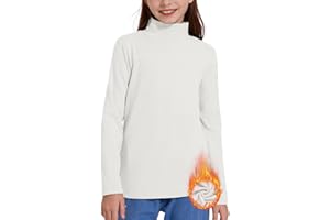 WOWENY Maglietta termica a collo alto, per bambini, in pile, calda, a coste, per l'inverno, 5-14 anni
