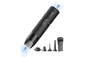 HOTO Aspirabriciole Senza Fili 15000pa, 4 in 1 Mini Aspirapolvere, Aspirazione, Soffiaggio, Gonfiaggio, Sigillamento Sottovuoto, Brushless, per Veicoli/Scrivanie/Tastiere/Macchine da Caffè Ecc