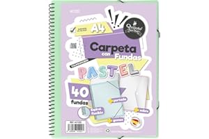 Starplast Cartella Buste Spirale Flessibile - 40 buste trasparenti, A4, chiusura elastica, copertina in polipropilene, copertina personalizzabile, per uso scolastico e ufficio - colore Verde Pastello