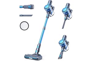 Lubluelu Aspirapolvere senza Fili 23000Pa, Scopa Elettrica senza Fili, 45min Aspirapolvere con Spazzola Antigroviglio per Pavimenti Duri e Peli di Animali Pulizia Auto