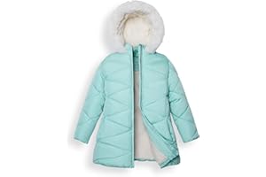 Sunny Sprout Manteau d'hiver avec capuche pour filles - Veste matelassée épaisse pour enfants avec doublure en polaire et manches coupe-vent
